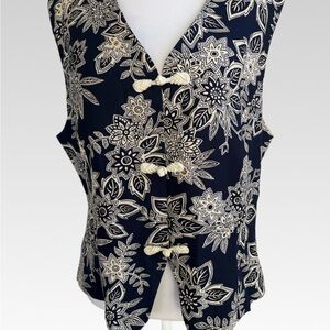 Norton McNaughton Black and Cream Floral Blouse size 10